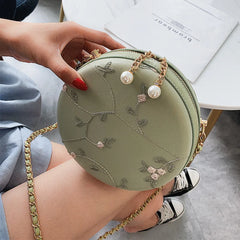 Embroidered Flowers Crossbody Bag for Women Small Messenger Handbag