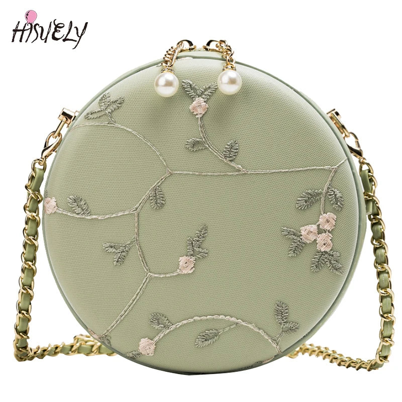 Embroidered Flowers Crossbody Bag for Women Small Messenger Handbag