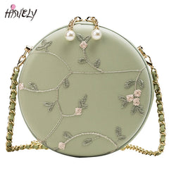 Embroidered Flowers Crossbody Bag for Women Small Messenger Handbag