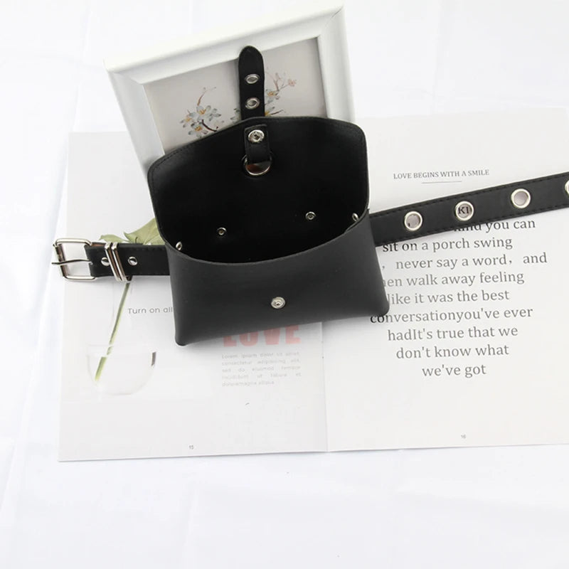 Jean Punk Silver Pin Buckle Strap Belt Shoulder Bag Phone Pouch Waist Bags