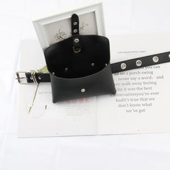 Jean Punk Silver Pin Buckle Strap Belt Shoulder Bag Phone Pouch Waist Bags
