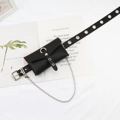 Jean Punk Silver Pin Buckle Strap Belt Shoulder Bag Phone Pouch Waist Bags