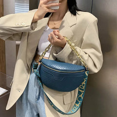 Chain Waist Bag Women's PU Leather Waist Fanny Packs Belt Bag