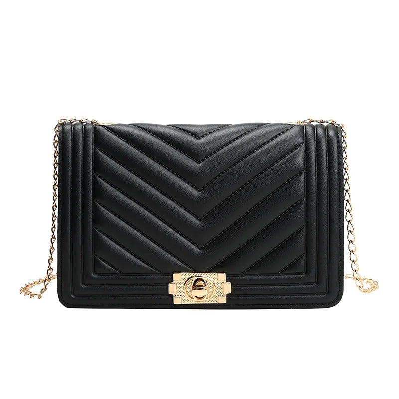 Chain Women Shoulder Bag Pu Leather Casual Solid Crossbody Bags