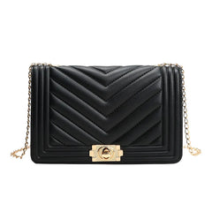 Chain Women Shoulder Bag Pu Leather Casual Solid Crossbody Bags