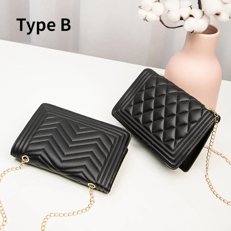 Chain Women Shoulder Bag Pu Leather Casual Solid Crossbody Bags