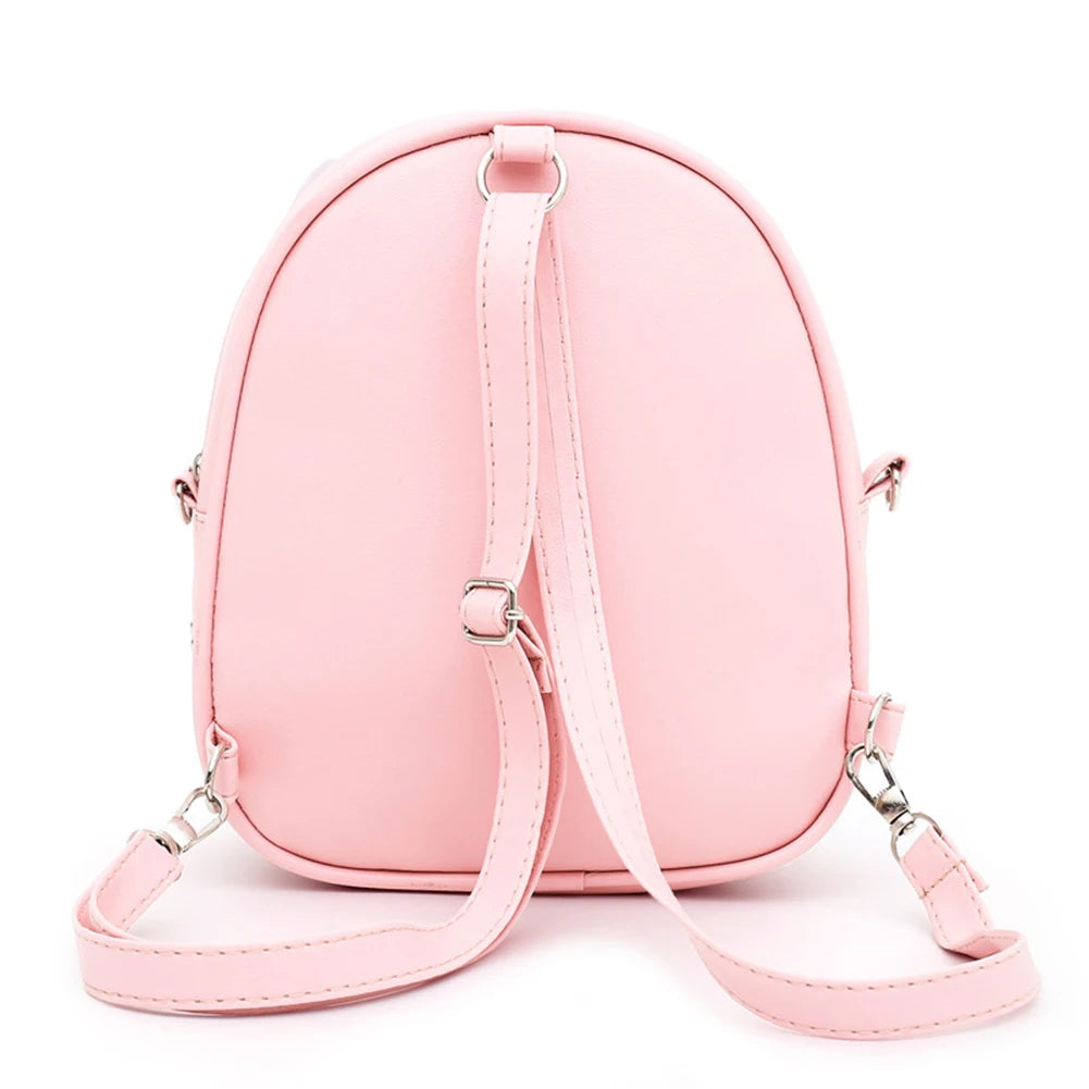 Girls Rabbit Ear Sequins Backpack Kids School PU Leather Book Bags