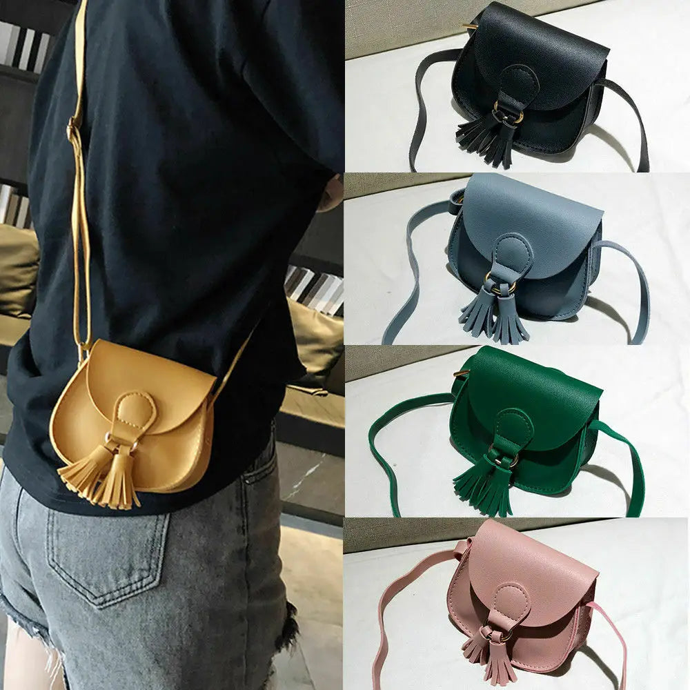 Kids Girls Small Shoulder Bag Sweet PU Leather Crossbody Handbag