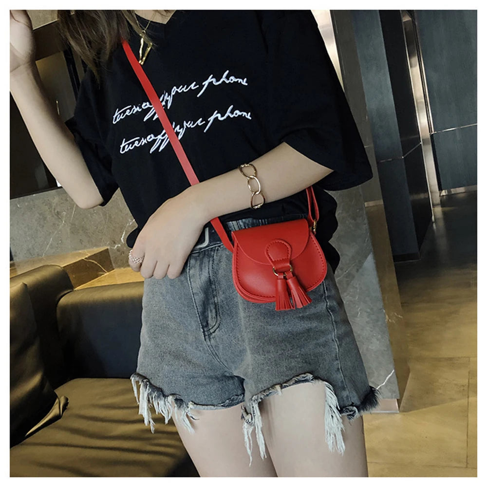 Girls Leather Waist Bag Small Shoulder Crossbody Handbag