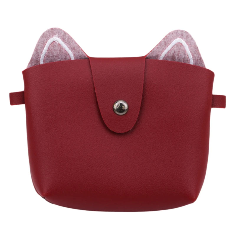 Kids Cat Coin Purse Mini Shoulder Bag Faux Suede