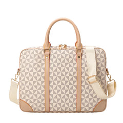 Plaid Leather Laptop Briefcase for Office Business Travel