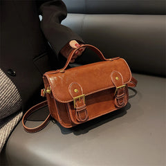Women's Square Messenger Bag with Strape Buckle Shoulder Strap