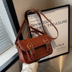 Women's Square Messenger Bag with Strape Buckle Shoulder Strap