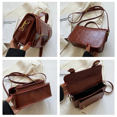 Women's Square Messenger Bag with Strape Buckle Shoulder Strap