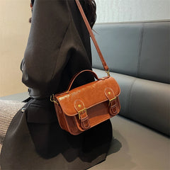 Women's Square Messenger Bag with Strape Buckle Shoulder Strap