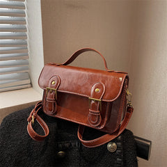 Women's Square Messenger Bag with Strape Buckle Shoulder Strap