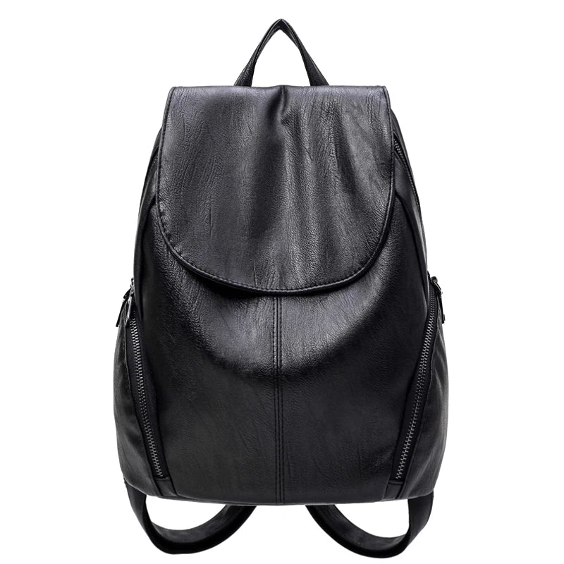 College Wind Schoolbag Leather Style Backpack Woman Tidal Leisure Travel Bag