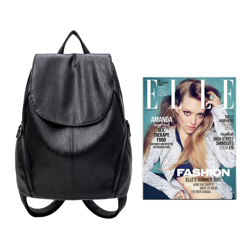 College Wind Schoolbag Leather Style Backpack Woman Tidal Leisure Travel Bag