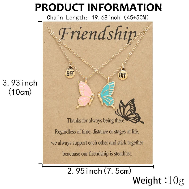 Colorful Butterfly BFF Pendant Collar Chain Necklace