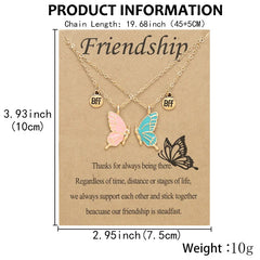 Colorful Butterfly BFF Pendant Collar Chain Necklace