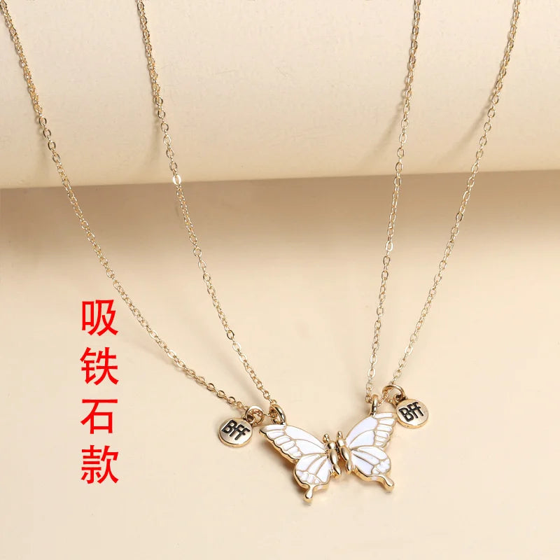Colorful Butterfly BFF Pendant Collar Chain Necklace