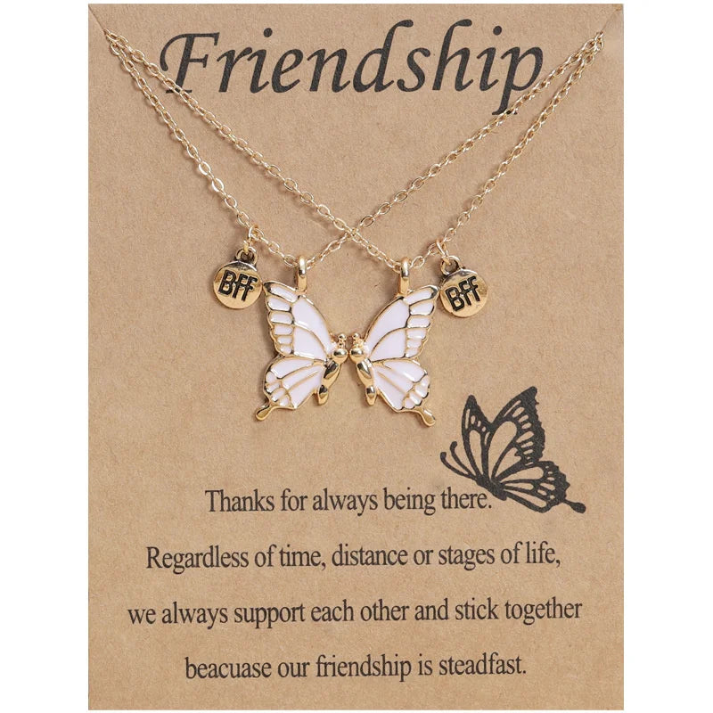 Colorful Butterfly BFF Pendant Collar Chain Necklace