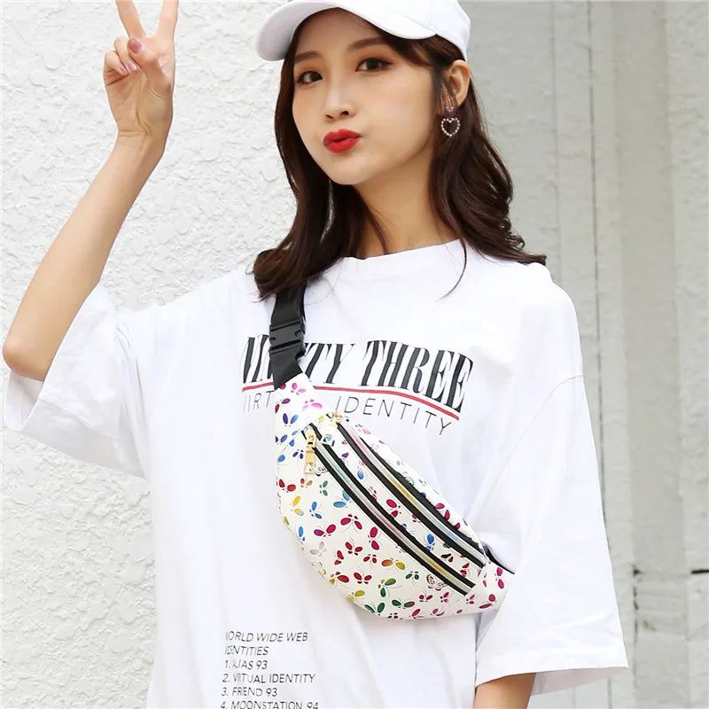 Colorful Waist Bag for Women Style Belt Bag Laser Print Crossbody Female Bag