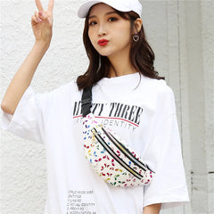 Colorful Waist Bag for Women Laser Print Crossbody Female Bag Waist Pack