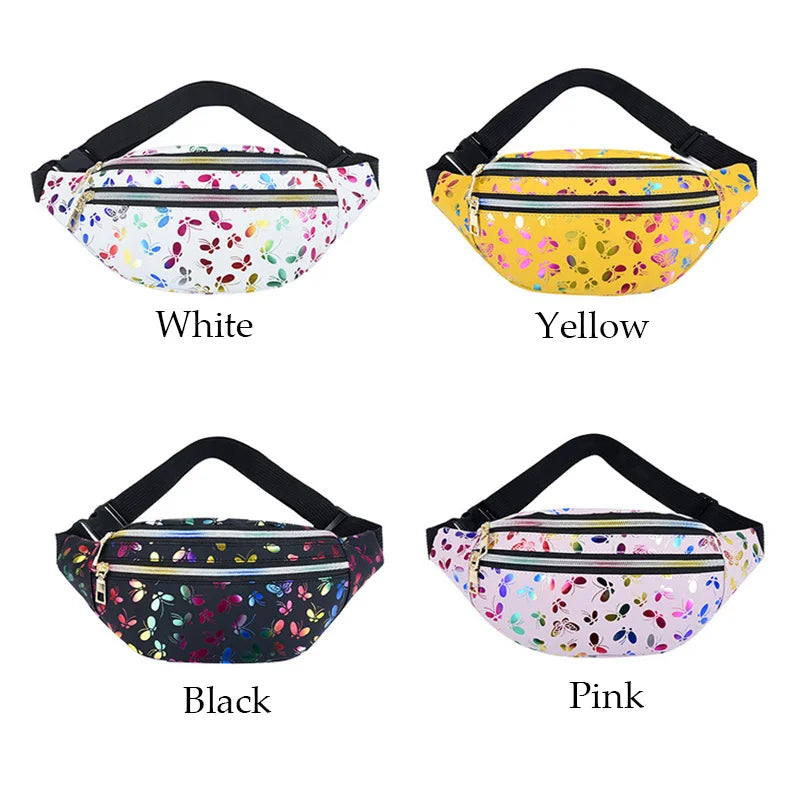 Colorful Waist Bag for Women Laser Print Crossbody Female Bag Waist Pack