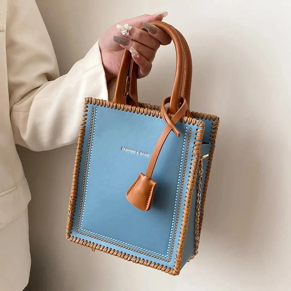 High-Quality Contrast Tote Bag for Women Handbag