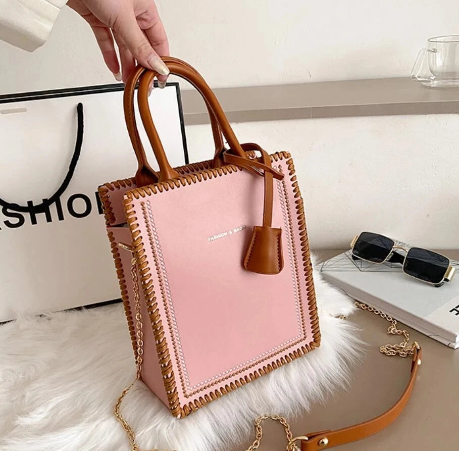High-Quality Contrast Tote Bag for Women Handbag