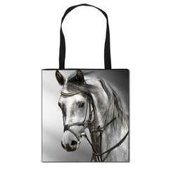 Horse Canvas Shoulder Bag Women Handbag Girls Travel Totes