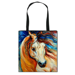 Horse Canvas Shoulder Bag Women Handbag Girls Travel Totes