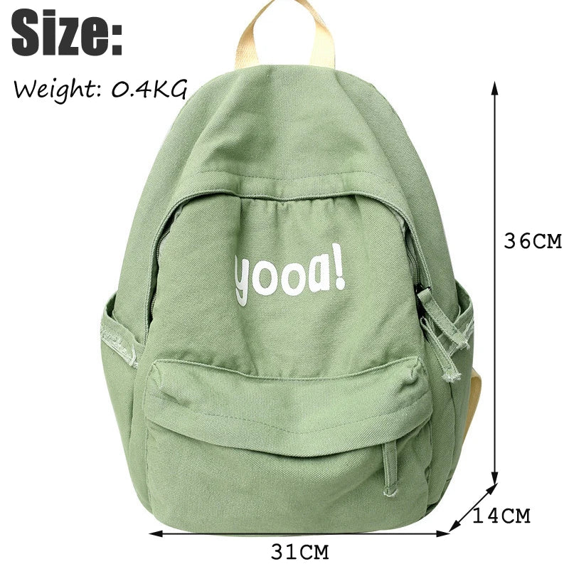 Canvas Laptop Student Bag Women Men College Bag Travel Backpack