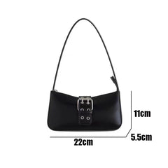 Vintage Women Buckle Handbags Ladies PU Leather Armpit Shoulder Bag