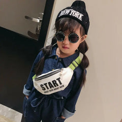 Kids Girl Letter Waist Fanny Pack PU Leather Travel Bum Bag