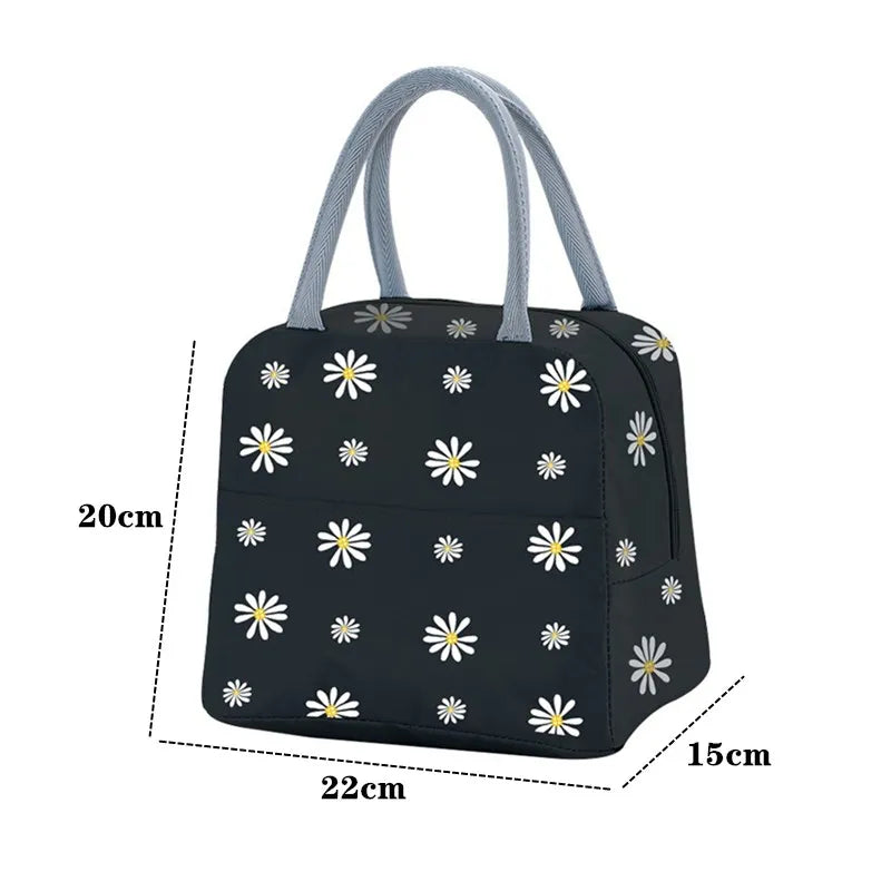 Waterproof Nylon Portable Zipper Thermal Lunch Bag For Women