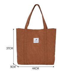 Corduroy Handbags Retro Canvas Shoulder Bags for Women Large Capacity