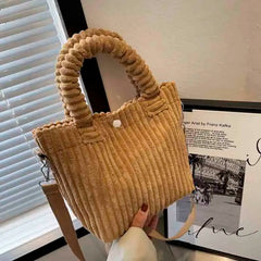 Corduroy Women'S Bucket Bag Soft Handbags Totes Crossbody Shoulder Bags