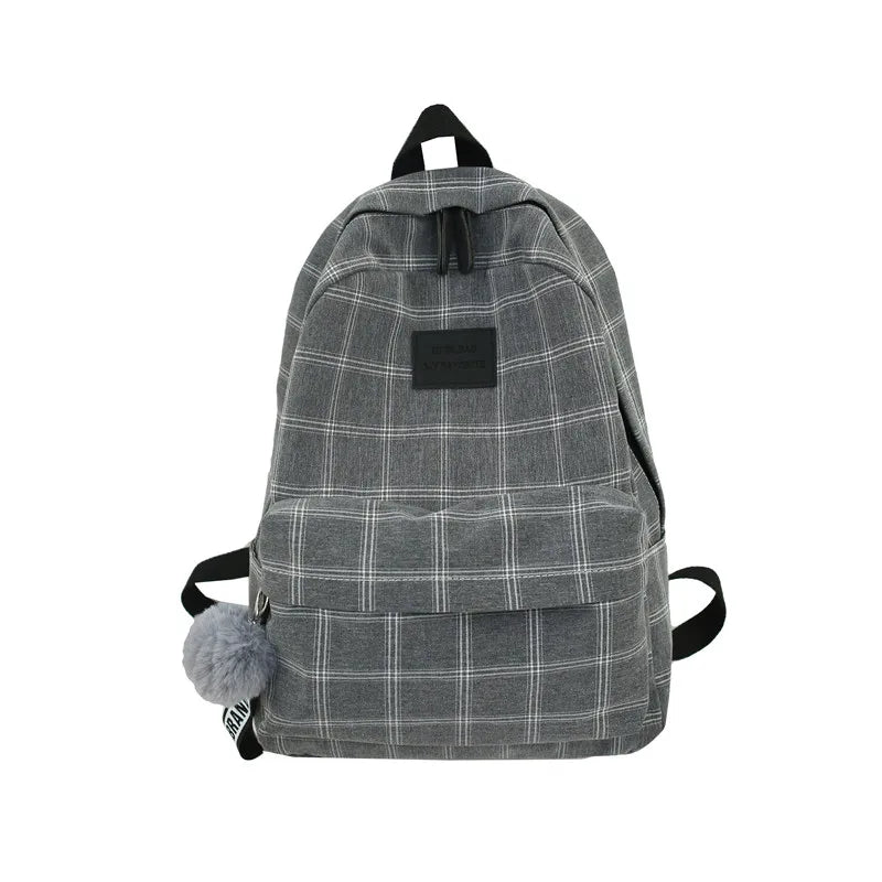 Plaid School Bag for Teenage Girls Backpack
