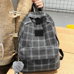 Plaid School Bag for Teenage Girls Backpack