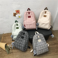 Plaid School Bag for Teenage Girls Backpack