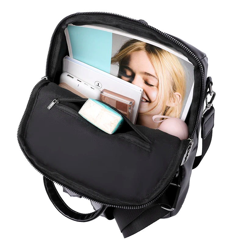 Cowhide High Travel Girls Backpack Women Female Rucksack Leisure Student School