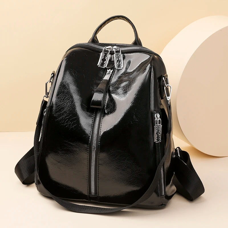 Cowhide High Travel Girls Backpack Women Female Rucksack Leisure Student School
