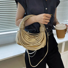 Stylish Woven Rope Knot Women's Messenger Bag PU Leather Handbag