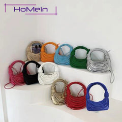 Stylish Woven Rope Knot Women's Messenger Bag PU Leather Handbag