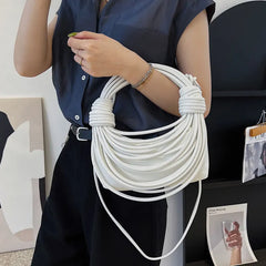 Stylish Woven Rope Knot Women's Messenger Bag PU Leather Handbag