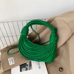 Stylish Woven Rope Knot Women's Messenger Bag PU Leather Handbag