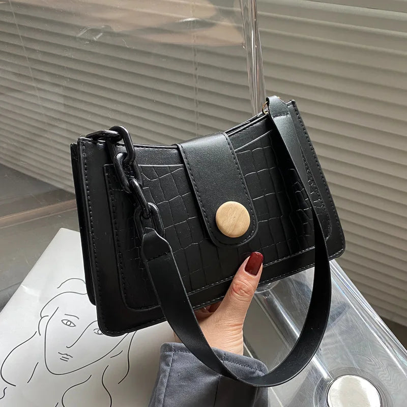 Crocodile Pattern Small Shoulder Bag with Chain for Women