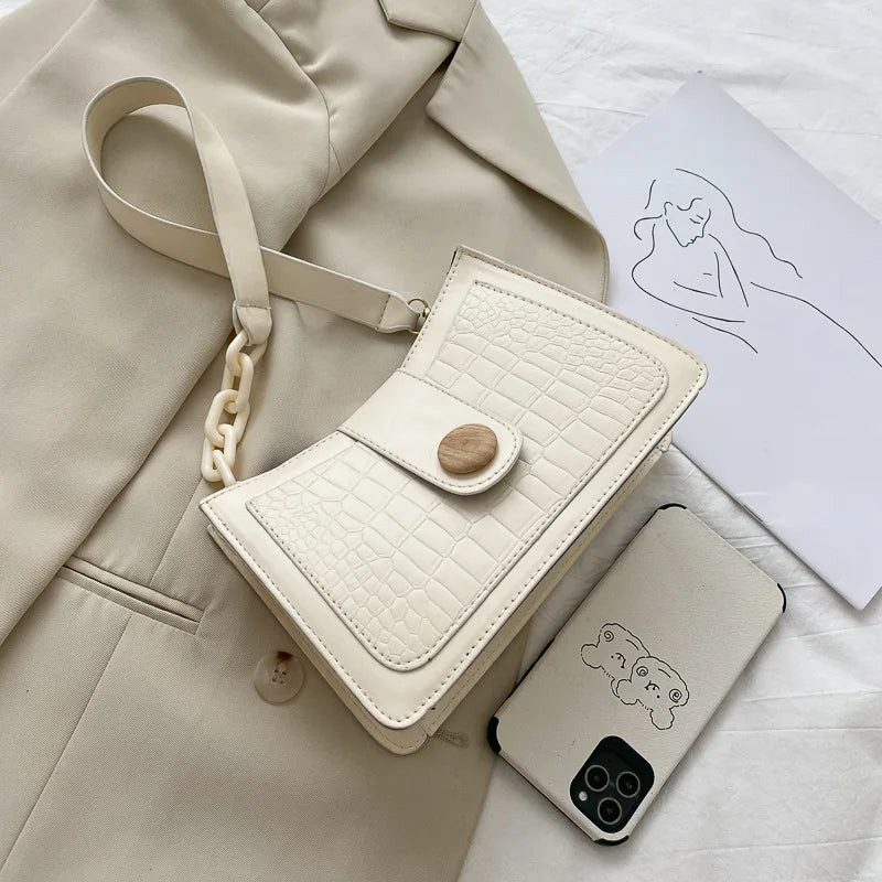 Crocodile Pattern Small Shoulder Bag with Chain for Women
